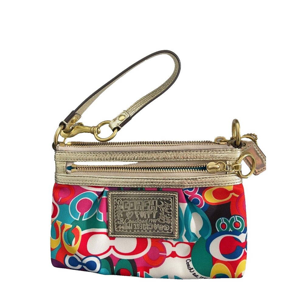 Coach Poppy Graffiti Double Entry Wristlet w Hang Tag  Excellent Condition